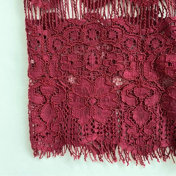 Anthropologie Maeve Needle Lace Merlot Blouse - 3/4 sleeve - Peplum - V Neck - Picture 8 of 9
